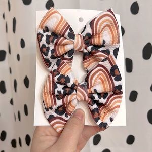 Rainbow & Leopard Print Hair Bows